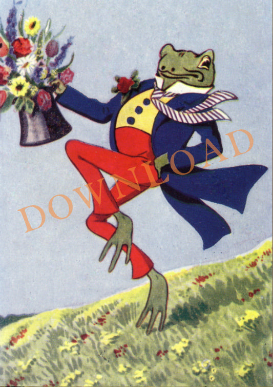 Digital Download: Frog with Flowers