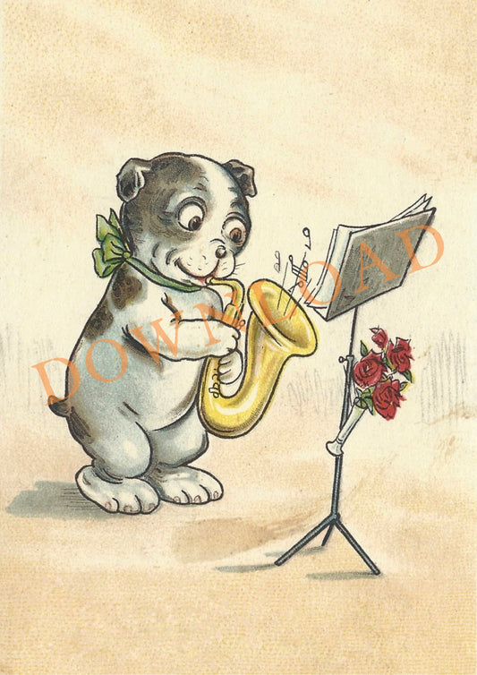 Digital Download: Puppy with Saxophone