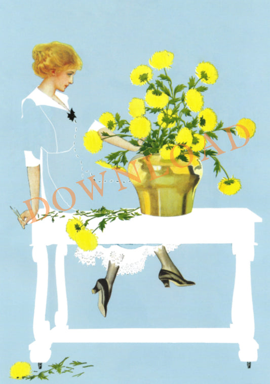 Digital Download: Fadeaway Girl with Flowers