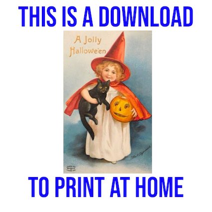 Little Witch with Black Cat - Free Downloadable Hallowe'en Image
