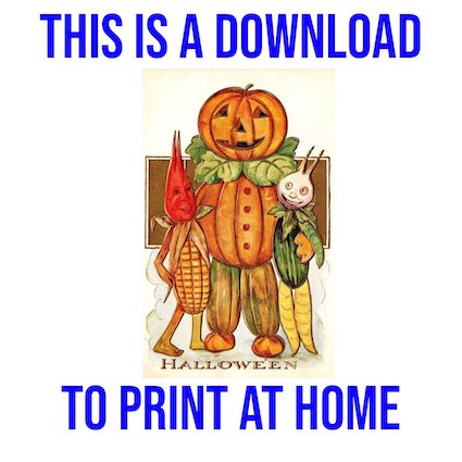 Pumpkin Man with Corn Man and Beet Man! - Free Downloadable Hallowe'en Image