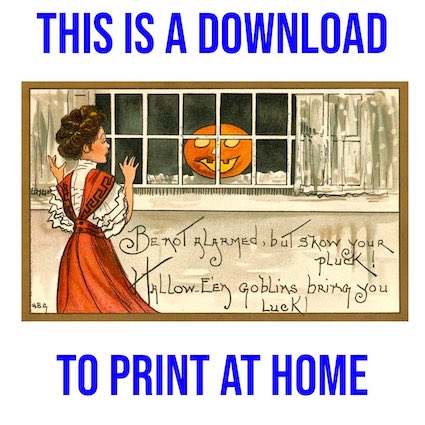 Woman Spooked by Pumpkin- Free Downloadable Hallowe'en Image