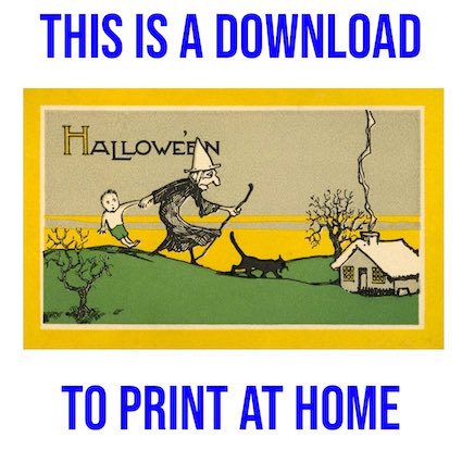 Witch Dragging Boy - Free Downloadable Hallowe'en Image