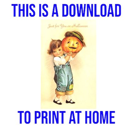Child with Pumpkin - Free Downloadable Hallowe'en Image