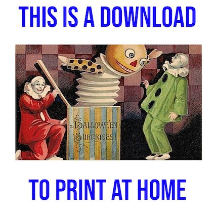 Clowns with Jack in the Box - Free Downloadable Hallowe'en Image