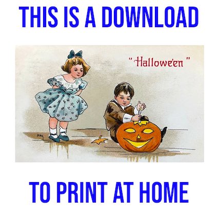 Boy and Girl with Pumpkin - Free Downloadable Hallowe'en Image