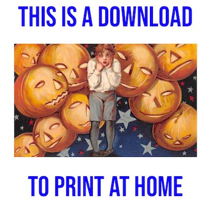 Nervous Boy with Pumpkins - Free Downloadable Hallowe'en Image