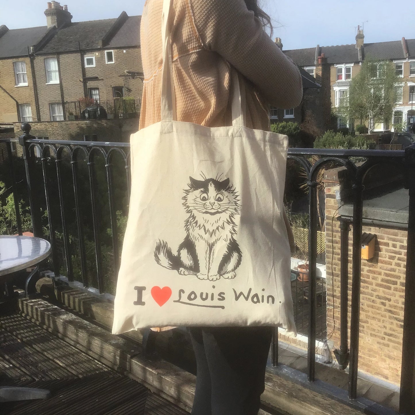 I Love Louis Wain Tote Bag! 100% Cotton Shopping Bag with Vintage Cat illustration. I Heart Louis Wain