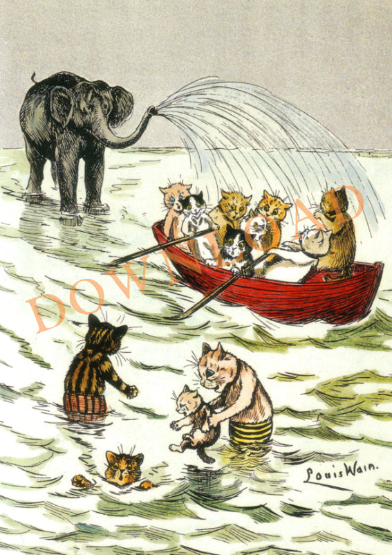 Digital Download: Louis Wain Cats and Elephant