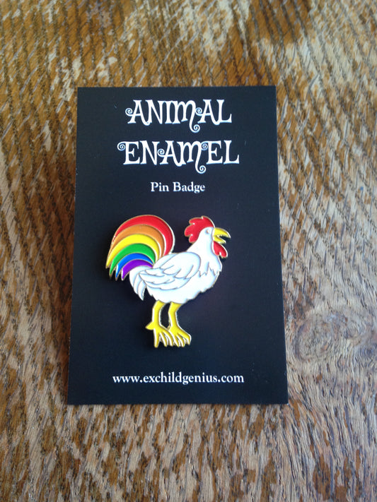 Rainbow Cock Enamel Pin